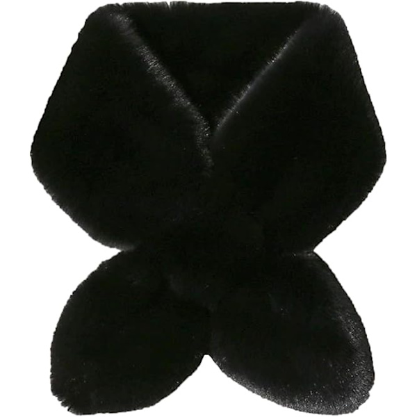 Dam Scarf med Falsk Pälskrage Vinterhalsduk Halsvärmare Shrug Trendig Scarf för Vår Höst Black