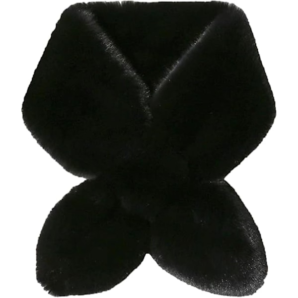 Dames Faux Fur Krave Halsklæde Vinter Halsvarmer Shrug Modet Halsklæde til Forår Efterår Black