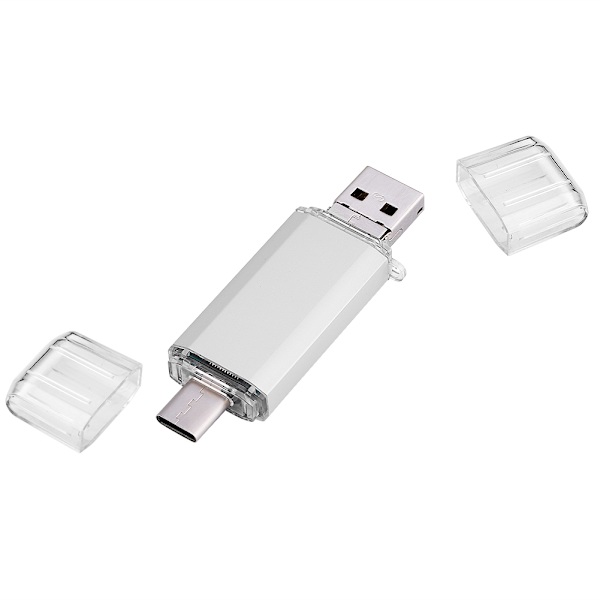 USB2.0 Type C Micro USB vedenpitävä U-levy Flash-asema puhelimeen PC hopea 8GB