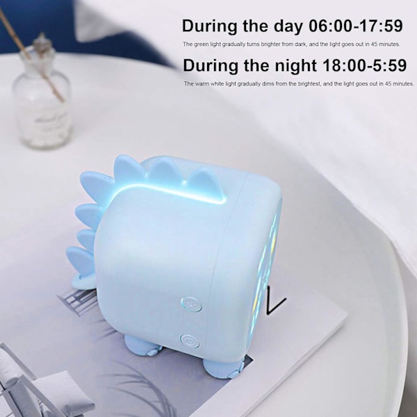 LED-väckarklocka, liten dinosauriebordsväckarklocka röstutrop USB-väckarklocka för småbarn, barn, studenter