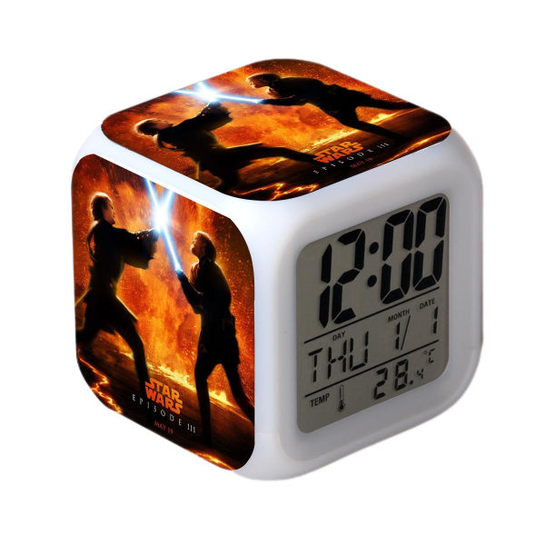 Star Wars Alarm Clock Movie The Force Awakens LED Alarm Clock Square Clock Digital väckarklocka med tid, temperatur, alarm, datum