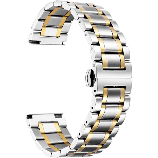 Rostfria klockarmband med raka och böjda ändar 5 färger (guld, silver, svart, roséguld, guld-silver tvåfärgad)  Storlek (22 mm) Alla hjärtans dag-presenter