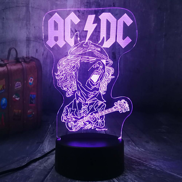 Cool Rock Band Musikaliska Fans Bästa Present 3D LED Nattlampa USB Akryl Skrivbordslampa Rum Heminredning Födelsedag Julgåva