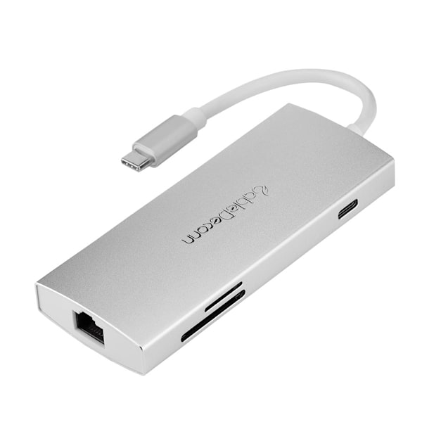Cabledeconn 7-in-1 Type-C-keskitinsovitin HDMI / USB 3.0 / RJ45 / SD / TF / PD -hopea