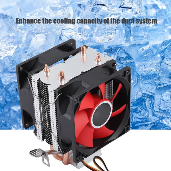 Mini PC CPU-kjøler Dual Silent Fan 2 kobberrør datamaskinkjøler rød