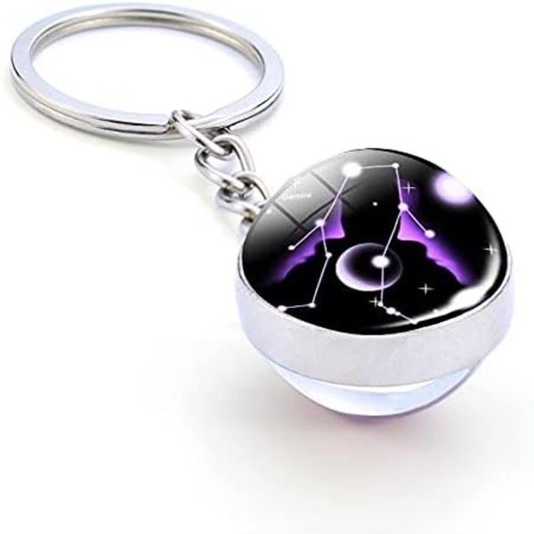 Zodiac 12 Constellation Glow In The Dark Kreativ Galaxy nøglering Gemini-1