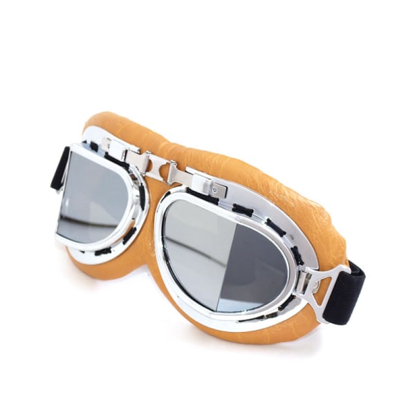 Motorsykkelbriller Vintage pilot-stil cruiser scooterbriller Utendørs strandbriller Sykkelracerturismebriller (sliver)