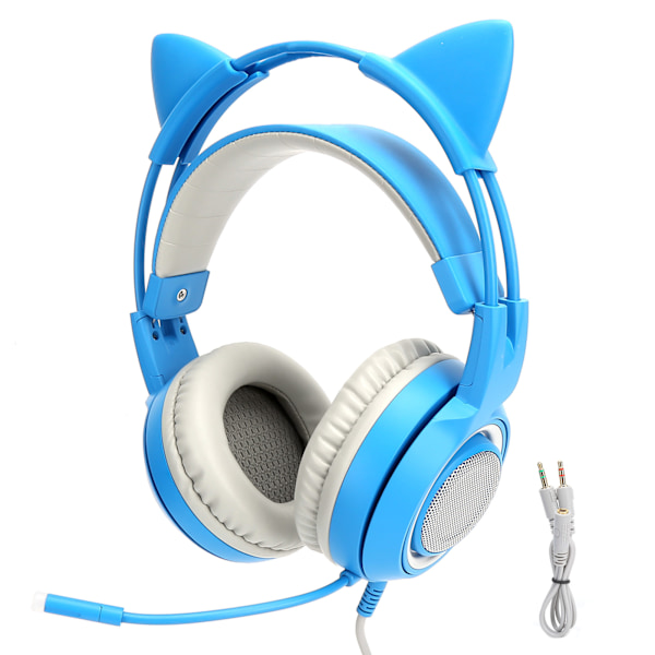 Somic Headset 3.5MM Universal Stereo Gaming Cat Ear Hörlurar för PS4/Xbox One/PC/MobiltelefonBlå