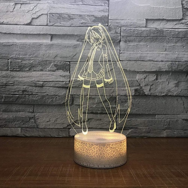 3D Optisk Illusion Natlampe Anime Pige 3D Lampe Tegneserie Hatsume Miku LED Natlampe Skrivebordslampe Actionfigurer Drenge Piger Fødselsdagsgave Julegave
