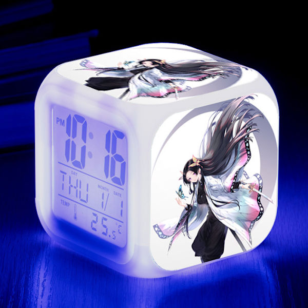 Wekity Anime Alarmklocka One Piece LED Kvadratklocka Digital Alarmklocka med Tid, Temperatur, Alarm, Datum