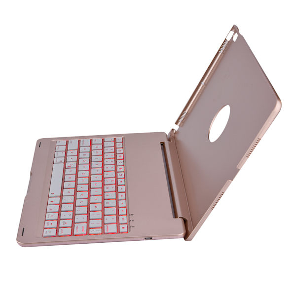 7-färgat bakgrundsbelyst Bluetooth trådlöst tangentbord med foliofodral för iPad Pro 10,5\" roséguld
