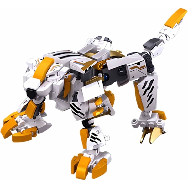 Superhelt-serie 2 i 1 Mech Robot-legetøj, der transformerer fra sej Titan Warrior til White Tiger Action Figures med minifigurer (255 dele)