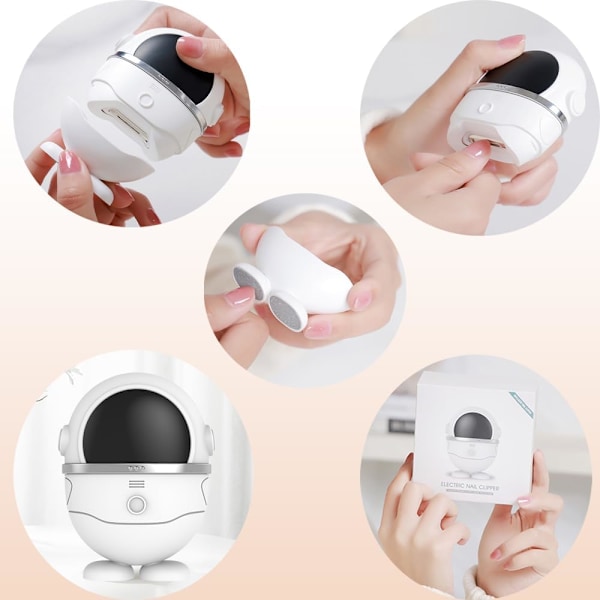 Automatisk Negleklipper, 2-i-1 Elektrisk Negleklipper og Neglepoleringsmaskine, Elektrisk Baby Negleklipper med 3 Justerbare Hastigheder, USB Genopladelig Velegnet
