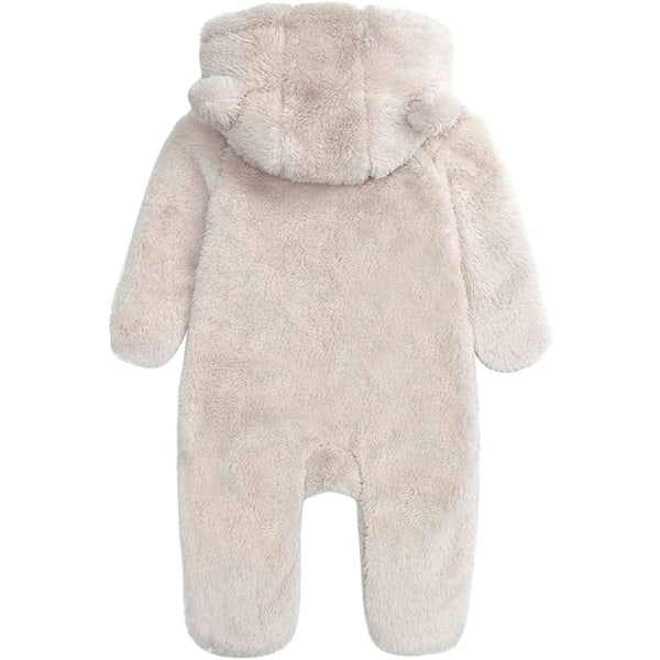 Nyfödd Baby Jumpsuit Fleeceoverall med Huva Långärmad Onesie Ytterkläder cream-coloured 12M