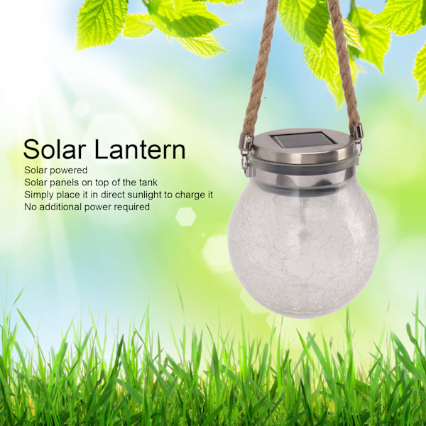 2 stk. solcelled glasskule vanntett automatisk LED roterende sprukket lanternelys for plen terrasse utendørs