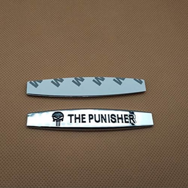 2X The Punisher Skull Silver Car Emblem 3D Metal Side Fender Decal Auto Badge Sticker