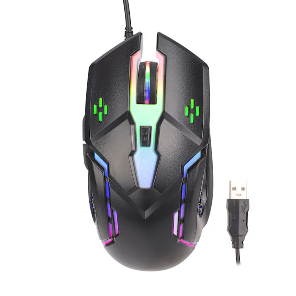 RGB-mus med ergonomisk design, strömlinjeformat skal, 2400 DPI, ABS-material, trådbunden mekanisk mus för dator, hemmakontor