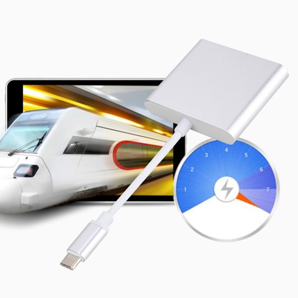 3-i-1 Type C till HDMI+USB3.0+PD Laddningskonverter Multifunktion Vedio Adapter Hub