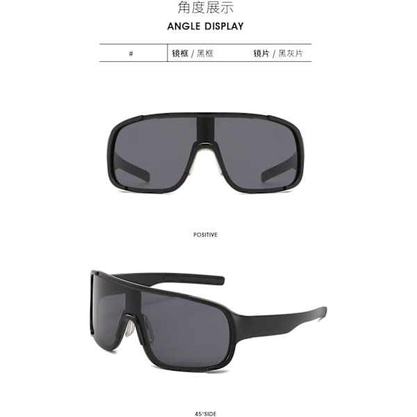 Nye Udendørs Ridebriller til Mænd og Kvinder Vindtætte Solbriller Solskærm Sportsbriller - Sort Stel Gråt Glas Black Frame Gray Sheet