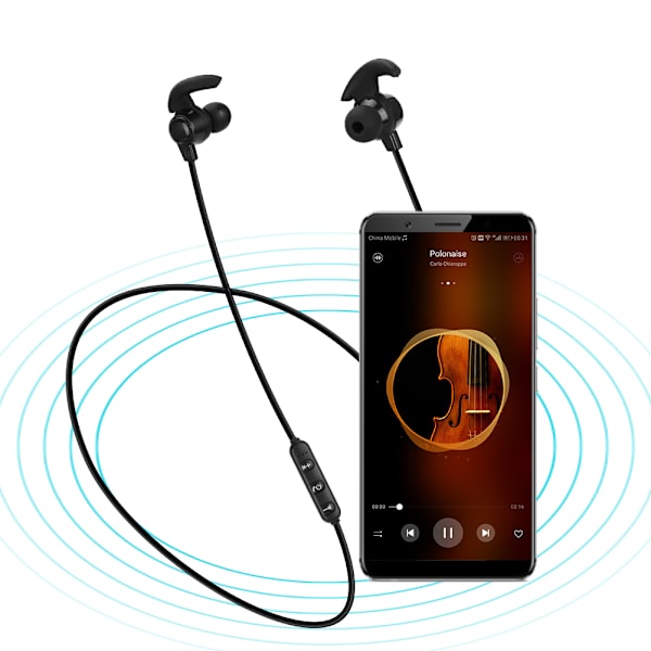 Bluetooth ergonomiska trådkontrollerade headset In-ear stereo sport hörlurar med klämma
