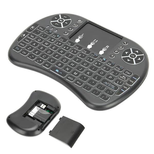 Mini trådløst tastatur med baggrundsbelysning Sort 2.4G RF 10-meter arbejdsafstand Smart Touchpad