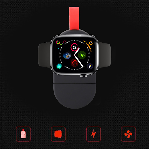 Bærbar magnetisk trådløs USB-urstrømsoplader universel til iWatch 1/2/3/4 (sort)