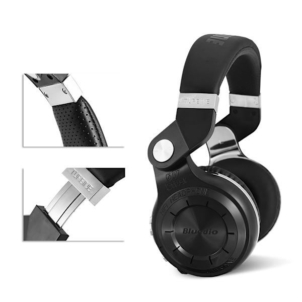 3D-lyd effekt Foldable justerbar Over Ear Bluetooth 4.1 støyreduksjonshodetelefoner Svart