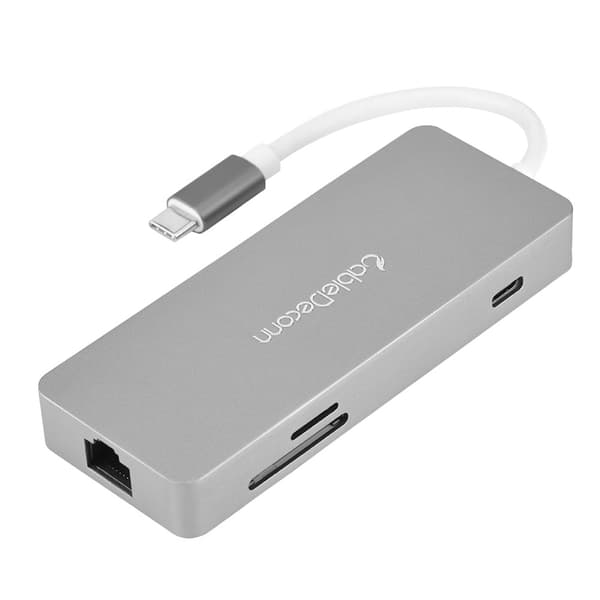 Gun-Grey Cabledeconn 7 i 1 Type-C Multi-interface Hub til HDMI / USB 3.0 / RJ45 / SD / TF / PD