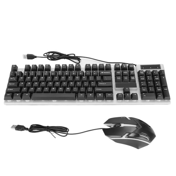 Tangentbord Mus Combo Trådbunden USB 104 Tangenter LED Färgad Bakgrundsbelysning Datortillbehör för Win10Svart