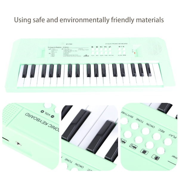 Musikalsk keyboard elektrisk piano med 37 tangenter for begynnere utdanningsinstrument Green BF‑3738