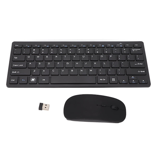2.4G langaton näppäimistö ja hiiri -yhdistelmä 78 näppäintä, tukee 800 1000 1200Dpi, ultraohut musta USB-näppäimistö ja hiiri PC-tabletille