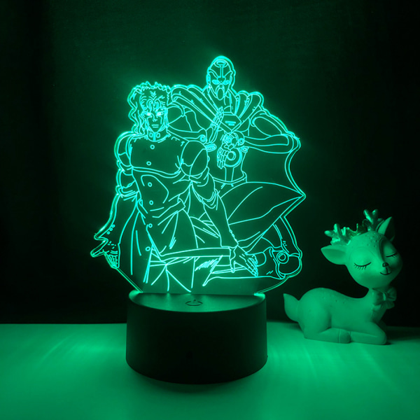 JUSTUP 3D Illusion Lamp Anime JoJo's Bizarre Adventure  Nattlampa med fjärrkontroll för sovrumsdekorativa pojkar flickor födelsedag jul -- Mönster