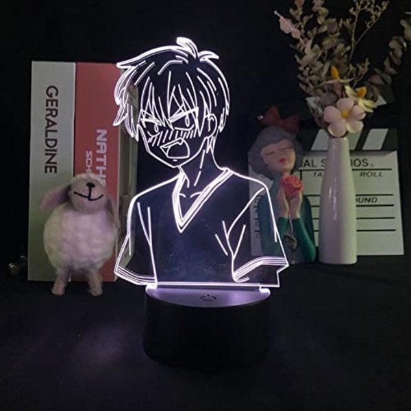 Akryl LED 3D Natlampe Frugtkurv Kyo Sohma Anime Skrivebordslampe Teenagers Værelse Atmosfære Natlys RGB Farve Lava Base