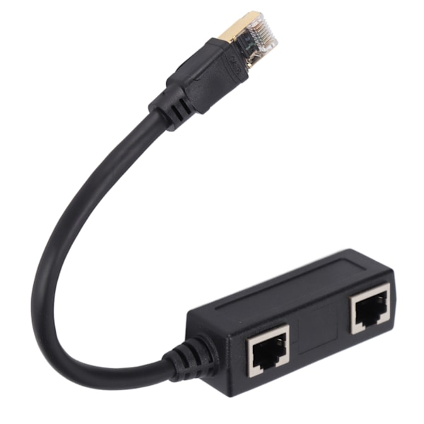 Ethernet Splitter Praktisk Stabil Pålidelig Holdbar Sort CAT8 Netværkskabel Adapter til Hjemmekontor