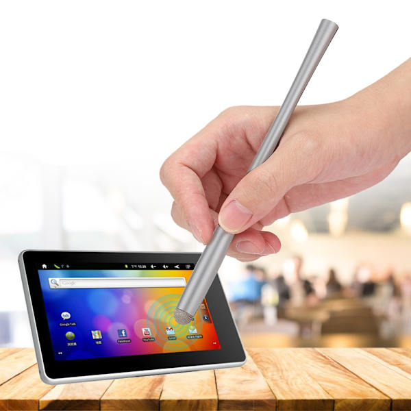 W3L Slim Body Multi-Function Stylus Touch Screen Tegnepen 8A Sølvfiber Klud Pen TipSølv