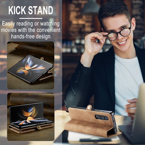 Galaxy Z Fold 4 5G lompakko kotelo miehille ja naisille, PU nahkainen magneettinen läppäkotelo 3 korttipaikalla ja jalustalla