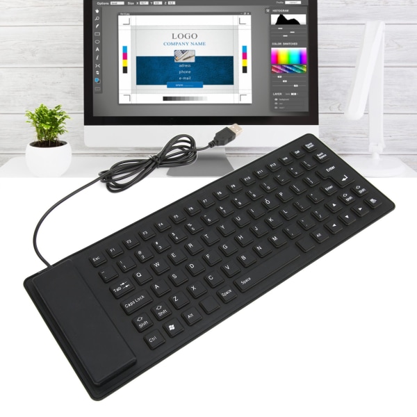 Taitettava silikoninäppäimistö 85 näppäintä taitettava muotoilu hiljainen langallinen vedenpitävä pölytiivis joustava näppäimistö musta