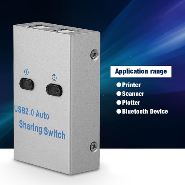 PC-datamaskin USB 2.0 Auto / Manuell delingssvitsj Hub 2-porters adapter for skriver, skanner, plotter