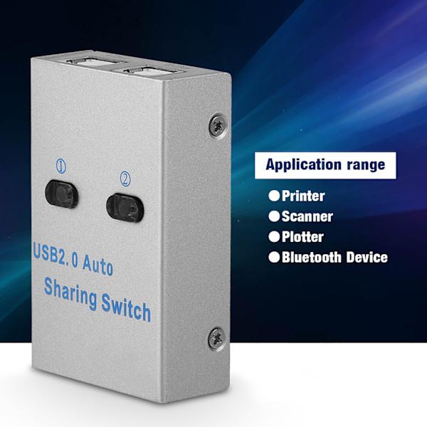 PC Dator USB 2.0 Automatisk / Manuell Delning Switch Hub 2 Port Adapter för Skrivare Skanner Plotter