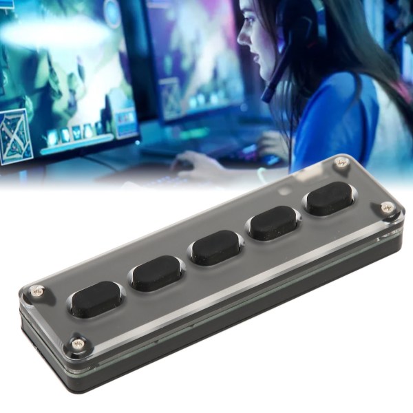 Programmerbar tastatur 5 taster kablet USB trådløs Bluetooth dobbelt tilstand mini silikone mute DIY programmerbar gaming tastatur sort