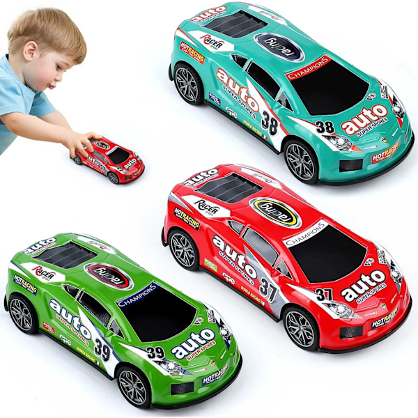 7 inch Friction Power Car Toys Set, Push and Go Pull Back Trucks Wind up Race Car 3 Pack Suitable for Toddlers Kids Toys Birthday Party