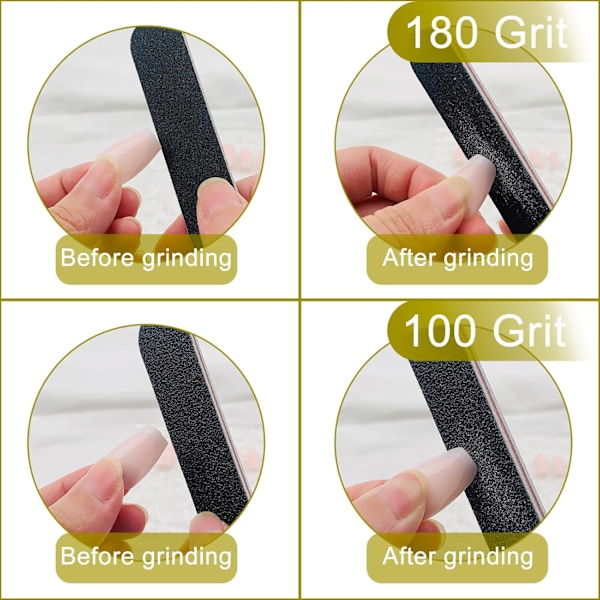 10 stk. Professionelle Dobbeltsidede 100/180 Grit Neglefile Smergellærred Sort Manicure Pedicure Værktøj og Neglebufferfile