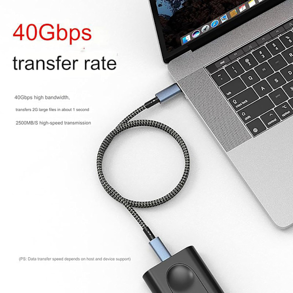 USB 4-kabel, Thunderbolt 4-kabel, USB-C till USB C-kabel 1 meter, 8K@60Hz-skärm/40 Gbps dataöverföring/240 W PD-laddning
