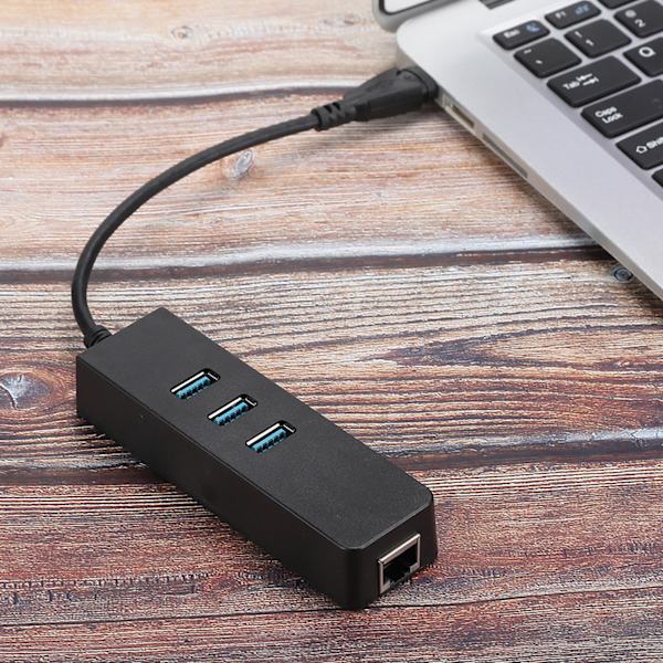 DM HE27 RTL8153 USB 3.0 Ethernet-konverteradapter med 3-portars 3.0 HUB till RJ45 Drive Free