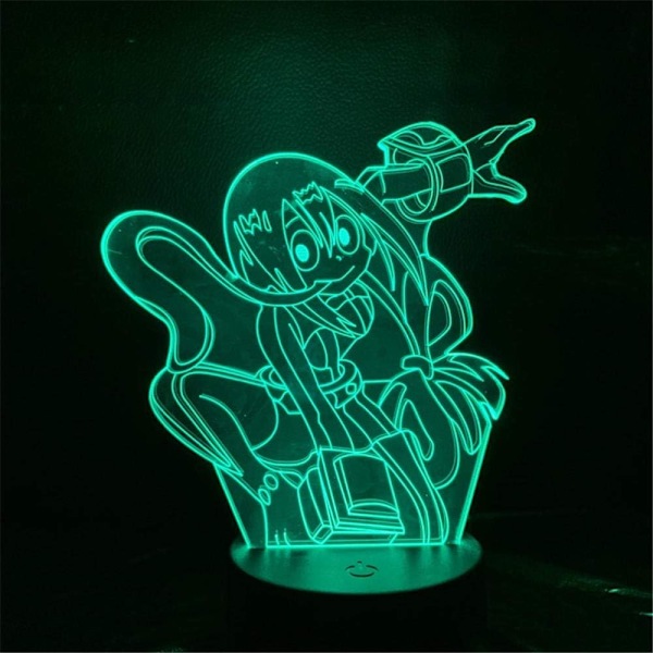 3D Optisk Illusionlampa för Barn Asui Tsuyu Ljus My Hero Academia Anime Figur 3D LED Nyhet Bordlampa Dekoration Leksaker för Barn Belysning Nattlampa