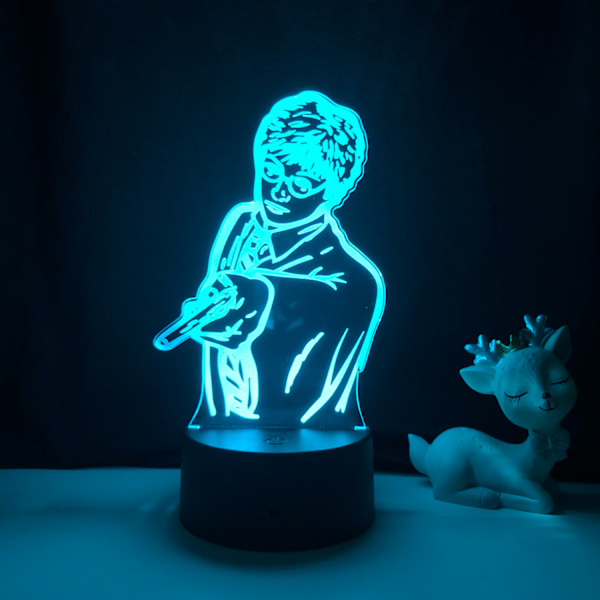 Qinwei Magic Academy Harry Potter Nattlampa 3D LED Illusion Lamp för Barnrum Dekorativ Lampa -- Mönster N（Svart Säte）