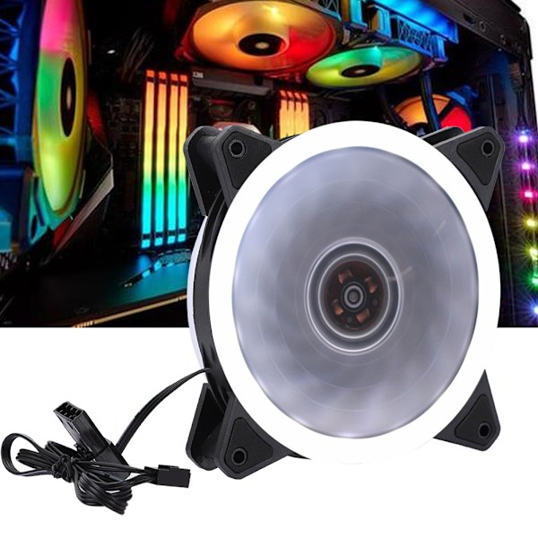Chassis Fan Computer Cooler Mute Desktop PC Tilbehør Monokrom RGB Dobbelt Blænde 12cm (Dobbelt Blænde Hvidt Lys Skruer)