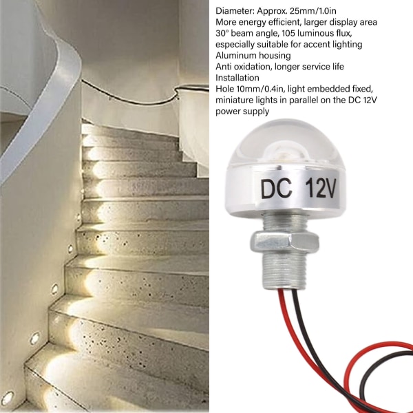 5 stk LED In Ground Well Light DC 12V 1W Mini Embedded Spotlight LED Deck Lamp for Jewel Cabinet Ceiling Stair Landscape