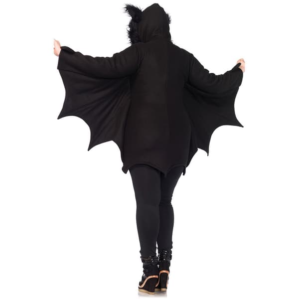 Kvinners sorte flaggermus glidelås hettegenser Halloween-kostymer for voksne - Medium