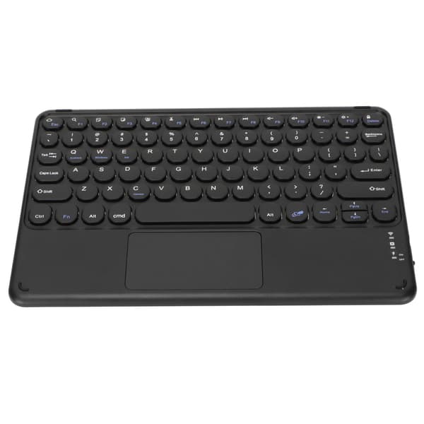 10in trådløst Bluetooth Touchpad-tastatur Retro Rund Keycap Ergonomisk Magnetisk Support Touch Gestures til Windows til IOS Sort